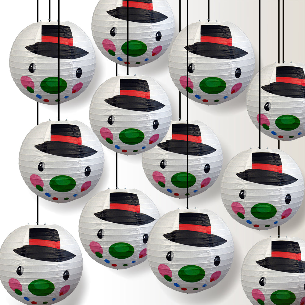 12 PACK | 14&quot; Frosty Snowman Christmas Holiday Paper Lantern - PaperLanternStore.com - Paper Lanterns, Decor, Party Lights &amp; More