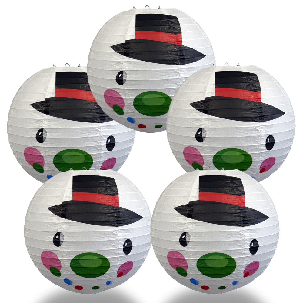 5 PACK | 14&quot; Frosty Snowman Christmas Holiday Paper Lantern - PaperLanternStore.com - Paper Lanterns, Decor, Party Lights &amp; More