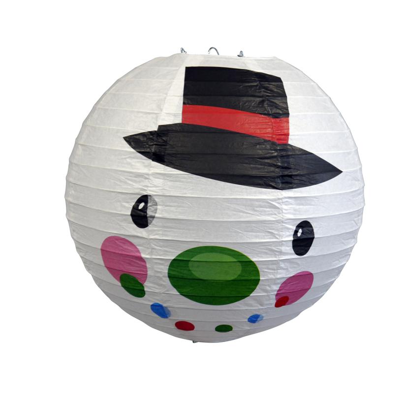 14&quot; Frosty Snowman Christmas Holiday Paper Lantern - PaperLanternStore.com - Paper Lanterns, Decor, Party Lights &amp; More