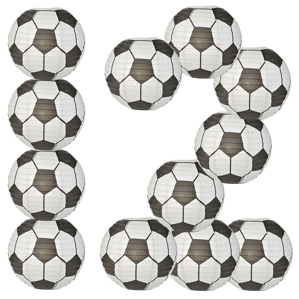 12 PACK | Soccer Ball / Futbol Paper Lantern Shaped Sports Hanging Decoration - PaperLanternStore.com - Paper Lanterns, Decor, Party Lights & More