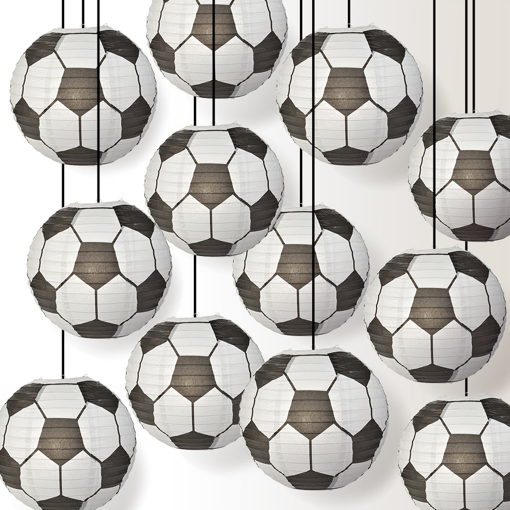 12 PACK | Soccer Ball / Futbol Paper Lantern Shaped Sports Hanging Decoration - PaperLanternStore.com - Paper Lanterns, Decor, Party Lights & More