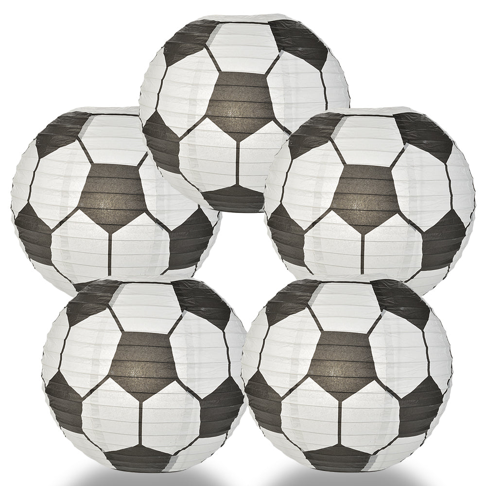 5 PACK | Soccer Ball / Futbol Paper Lantern Shaped Sports Hanging Decoration - PaperLanternStore.com - Paper Lanterns, Decor, Party Lights &amp; More