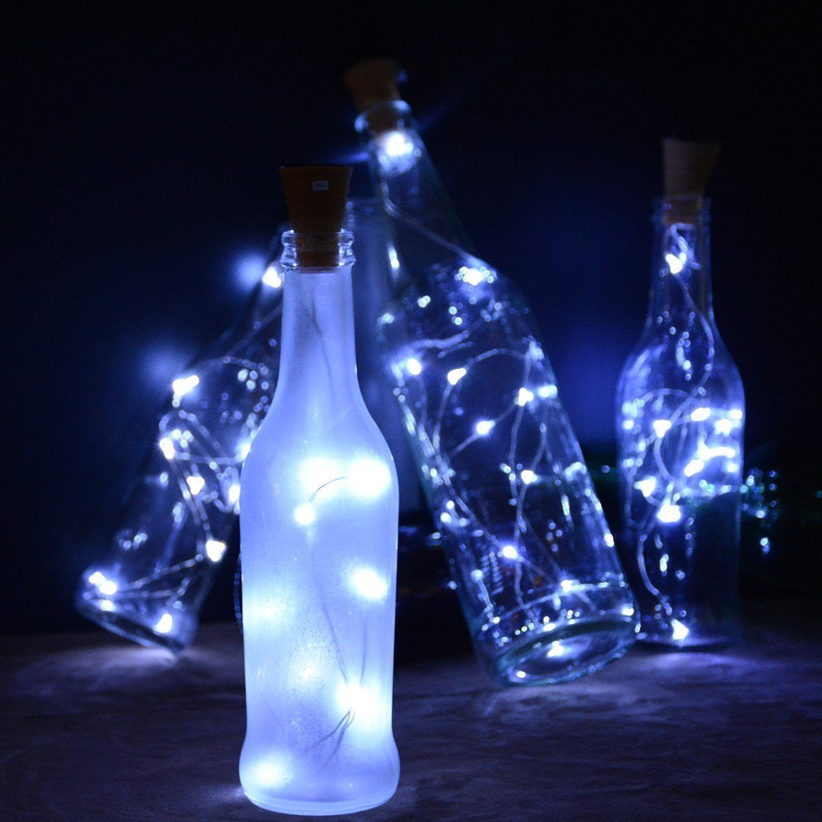 3 Pack | 3 Ft 10 Super Bright Cool White LED Solar Operated Wine Bottle lights With Cork DIY Fairy String Light For Home Wedding Party Decoration - PaperLanternStore.com - Paper Lanterns, Decor, Party Lights &amp; More