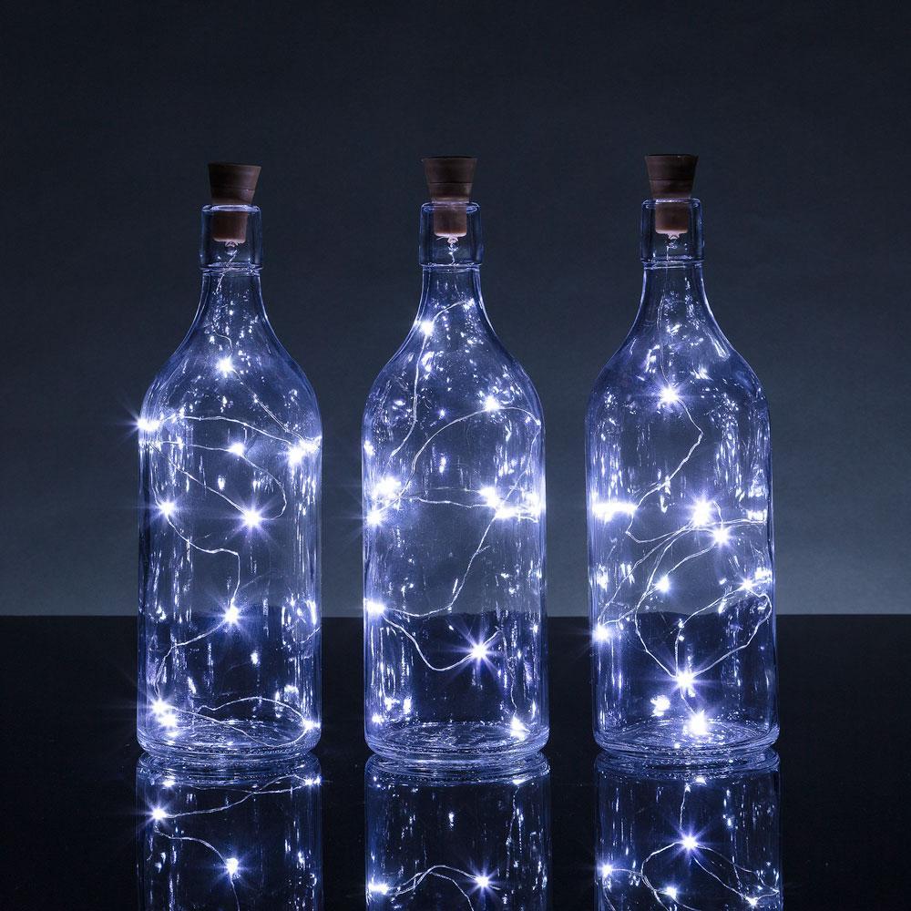 3 Pack | 3 Ft 10 Super Bright Cool White LED Solar Operated Wine Bottle lights With Cork DIY Fairy String Light For Home Wedding Party Decoration - PaperLanternStore.com - Paper Lanterns, Decor, Party Lights & More
