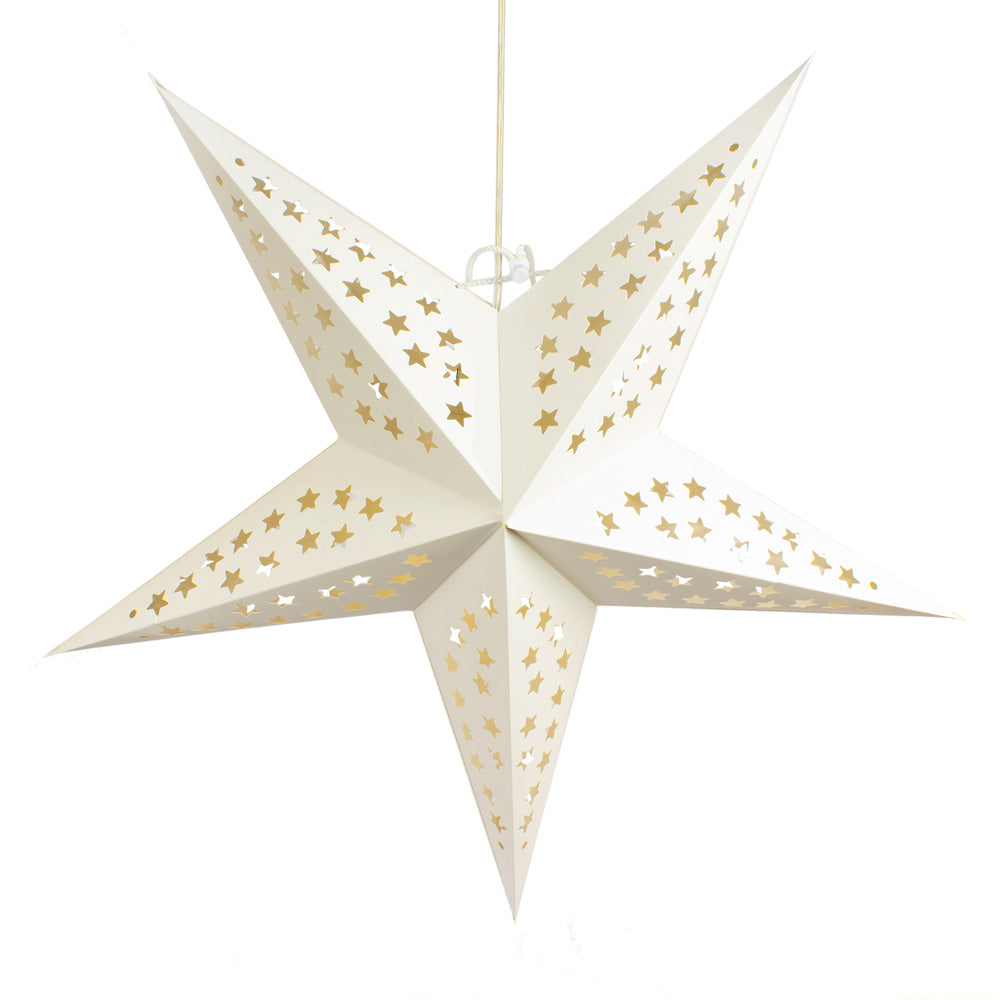 24&quot; Solid White Stars Cut-Out Paper Star Lantern, Chinese Hanging Wedding &amp; Party Decoration - PaperLanternStore.com - Paper Lanterns, Decor, Party Lights &amp; More