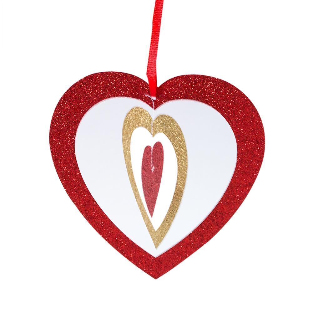6&quot; Cut-Out Hearts Glitter Red and Gold Paper Hanging Decoration - PaperLanternStore.com - Paper Lanterns, Decor, Party Lights &amp; More