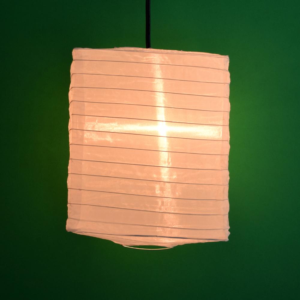 White Hako Unique Shaped Shimmering Nylon Lantern, 14-inch x 20