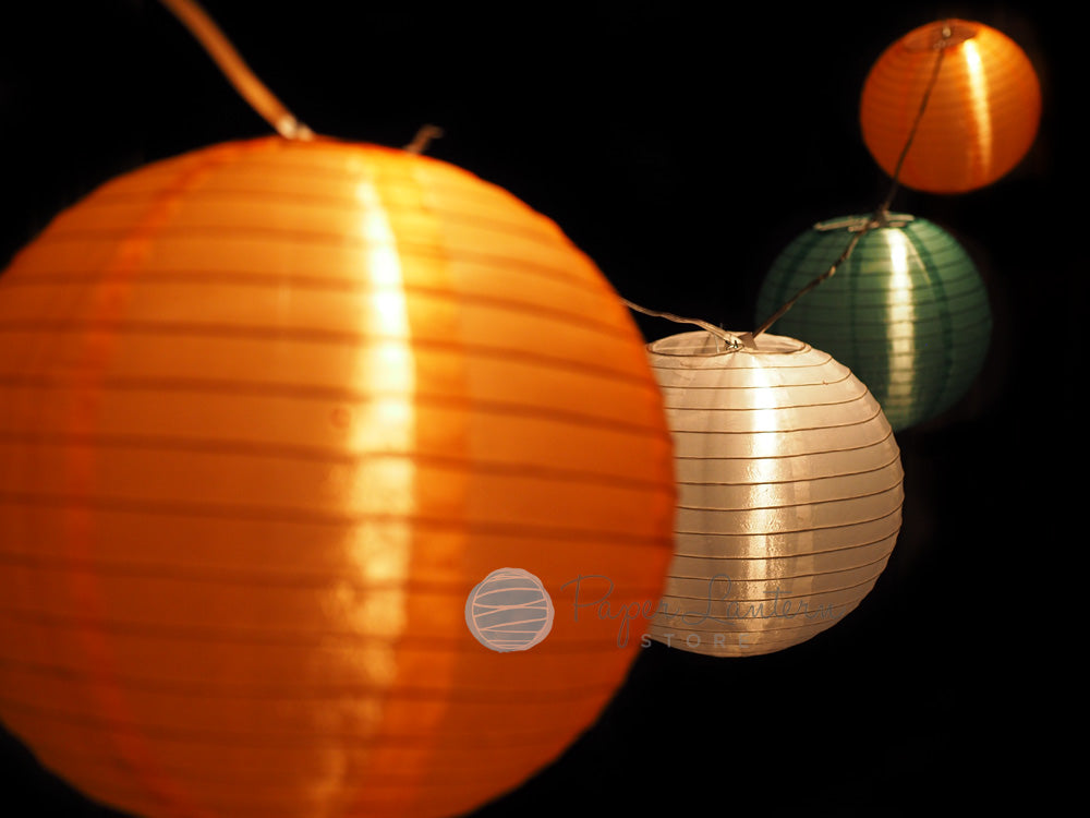 10&quot; St. Patrick&#39;s Day Shimmering Nylon Lantern String Light COMBO Kit (21 FT) - PaperLanternStore.com - Paper Lanterns, Decor, Party Lights &amp; More