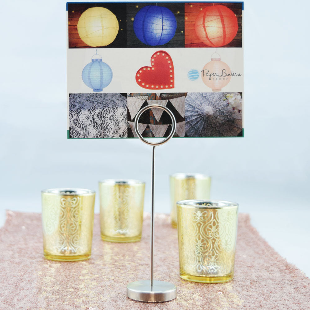 Heavy-Duty Stainless Steel Metal Name Table Place Card Holder Stand - 6 Inch - PaperLanternStore.com - Paper Lanterns, Decor, Party Lights & More