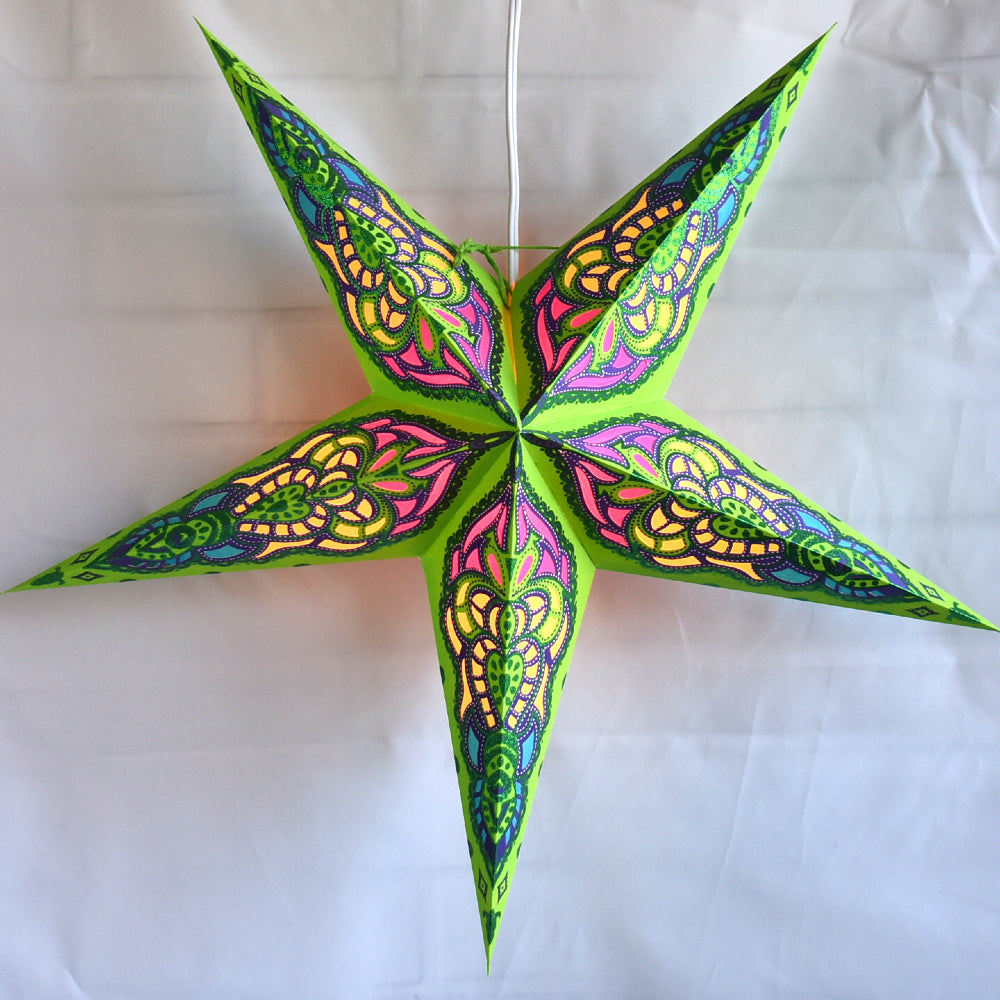 24" Green / Purple Meditation Glitter Paper Star Lantern, Hanging - PaperLanternStore.com - Paper Lanterns, Decor, Party Lights & More
