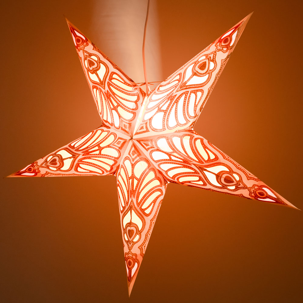 24" Yellow Parrot Glitter Paper Star Lantern, Hanging - PaperLanternStore.com - Paper Lanterns, Decor, Party Lights & More
