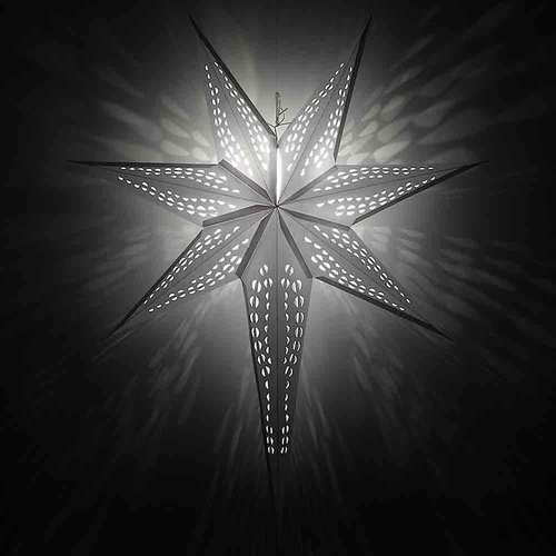 3-PACK + Cord | White Long Tail 36" Illuminated Paper Star Lanterns and Lamp Cord Hanging Decorations - PaperLanternStore.com - Paper Lanterns, Decor, Party Lights & More