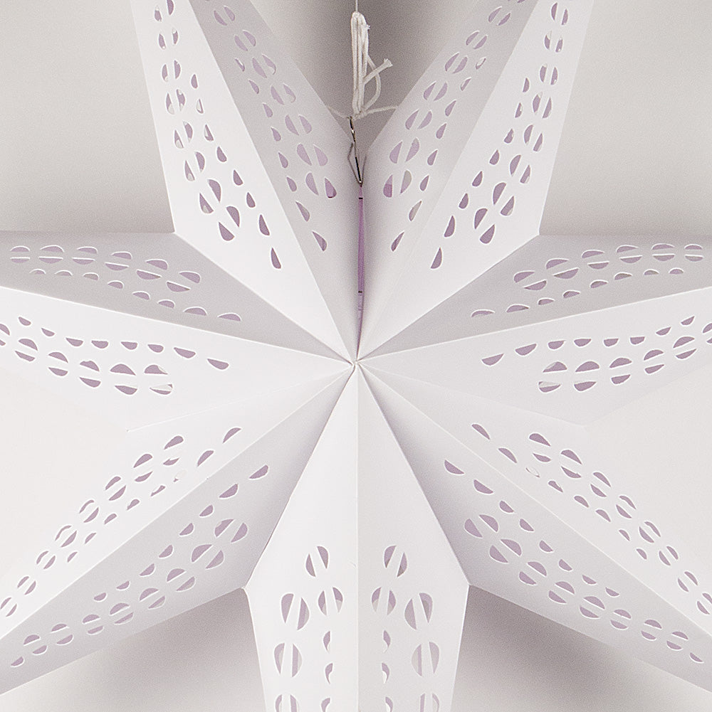 36" White Long Tail Paper Star Lantern, Hanging - PaperLanternStore.com - Paper Lanterns, Decor, Party Lights & More