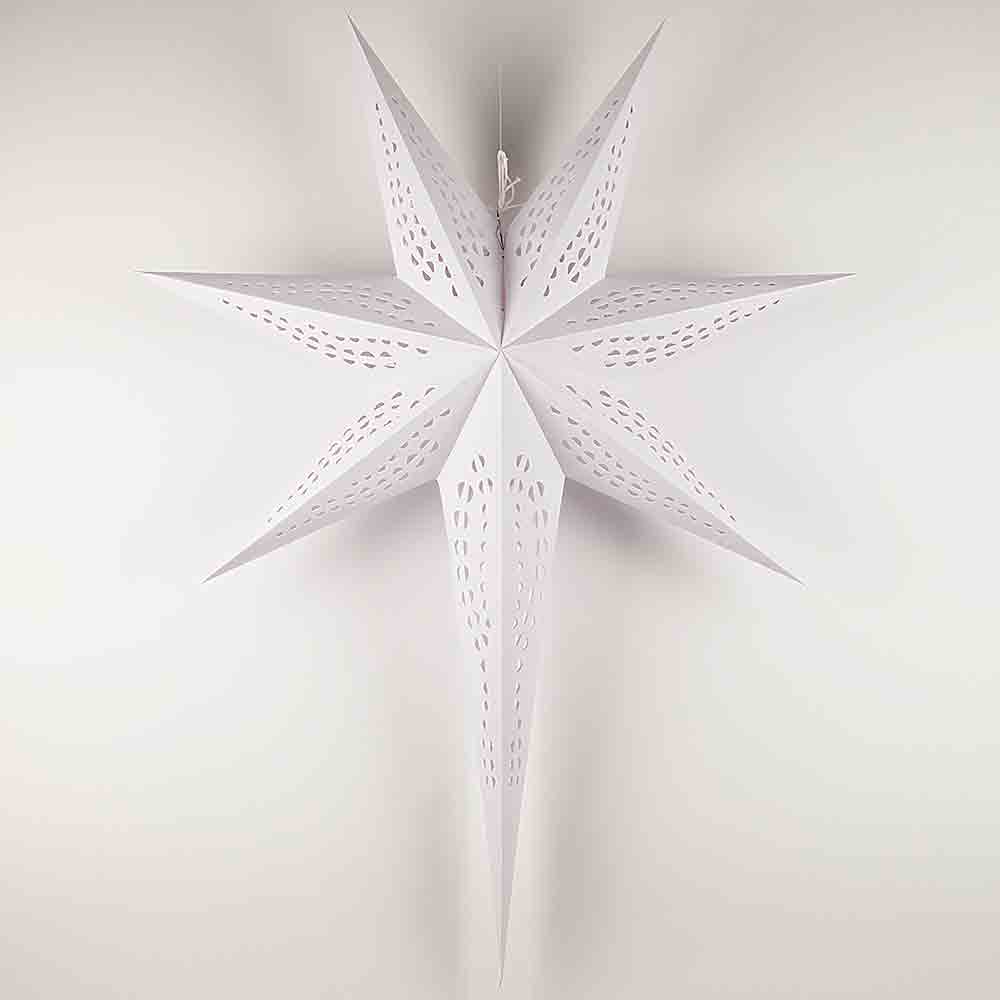 36" White Long Tail Paper Star Lantern, Hanging - PaperLanternStore.com - Paper Lanterns, Decor, Party Lights & More