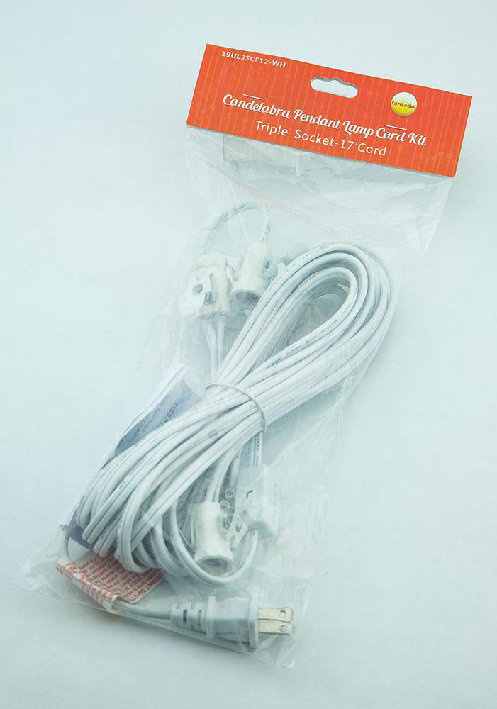 Star Lantern Triple Socket White Pendant Light Lamp Cord, Switch, 17 Ft - Electrical Swag Light Kit - PaperLanternStore.com - Paper Lanterns, Decor, Party Lights &amp; More