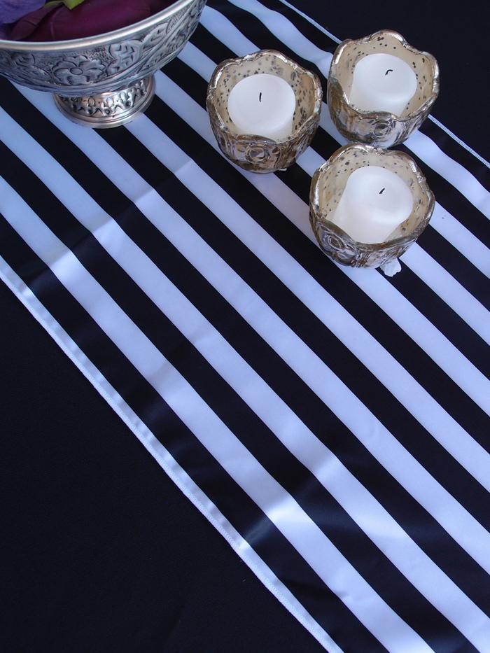 Striped Pattern Table Runner - Black (12 x 108) - PaperLanternStore.com - Paper Lanterns, Decor, Party Lights &amp; More