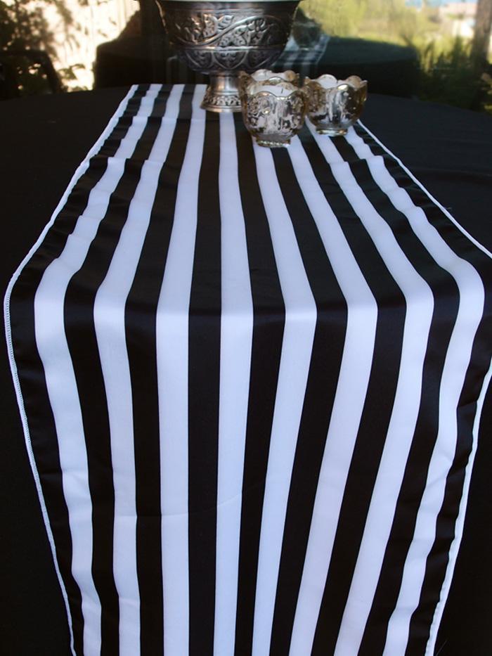 Striped Pattern Table Runner - Black (12 x 108) - PaperLanternStore.com - Paper Lanterns, Decor, Party Lights &amp; More