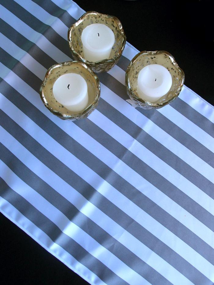 Striped Pattern Table Runner - Gray / Grey (12 x 108) - PaperLanternStore.com - Paper Lanterns, Decor, Party Lights &amp; More