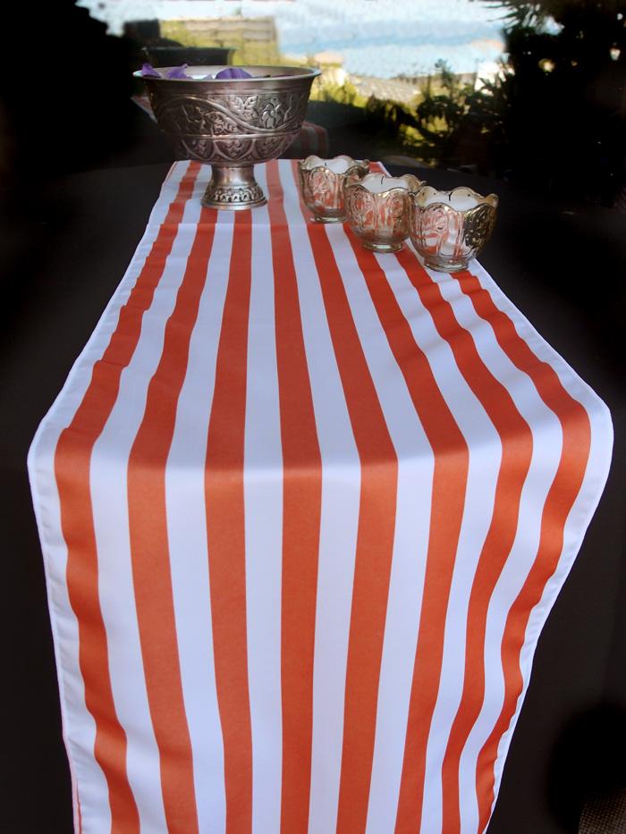 Striped Pattern Table Runner - Orange (12 x 108) - PaperLanternStore.com - Paper Lanterns, Decor, Party Lights &amp; More