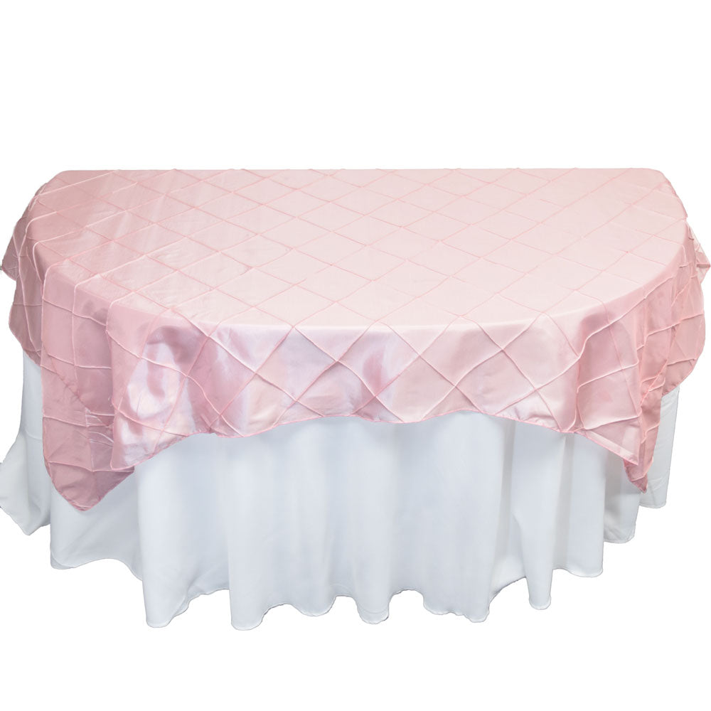 Light Pink Square Pintuck Chameleon Table Cloth Overlay Cover - 72 x 72 Inch - PaperLanternStore.com - Paper Lanterns, Decor, Party Lights & More