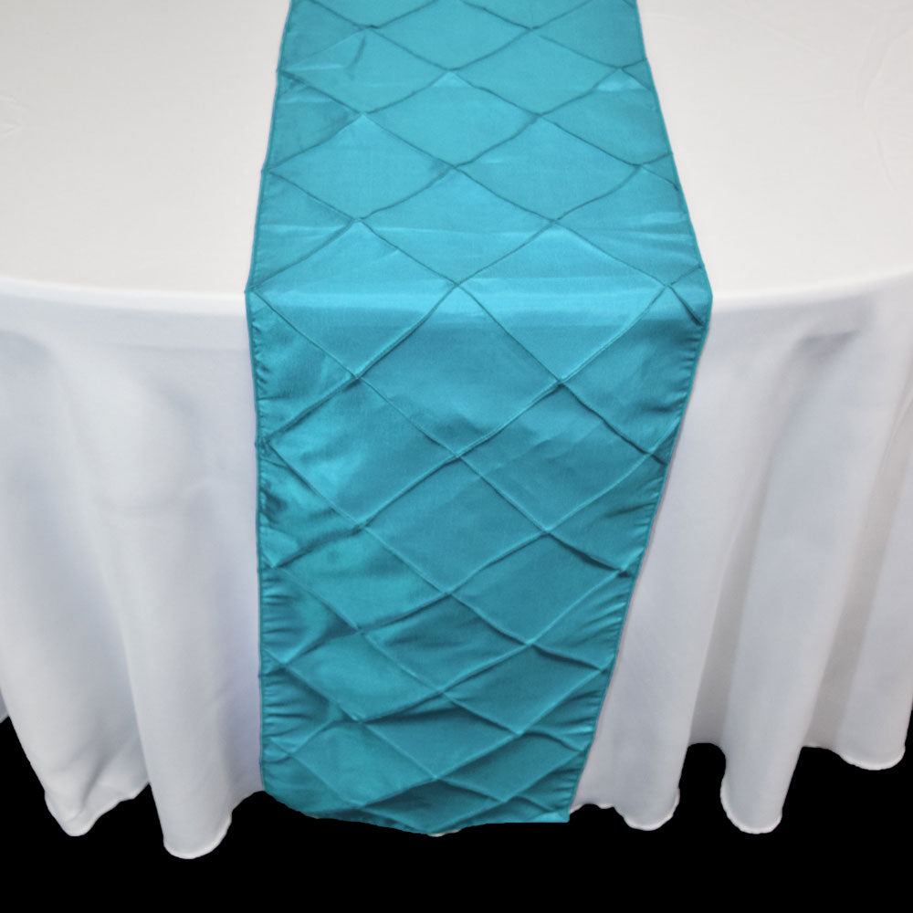 Turquoise Pintuck Chameleon Table Runner - 12 x 108 Inch - PaperLanternStore.com - Paper Lanterns, Decor, Party Lights &amp; More