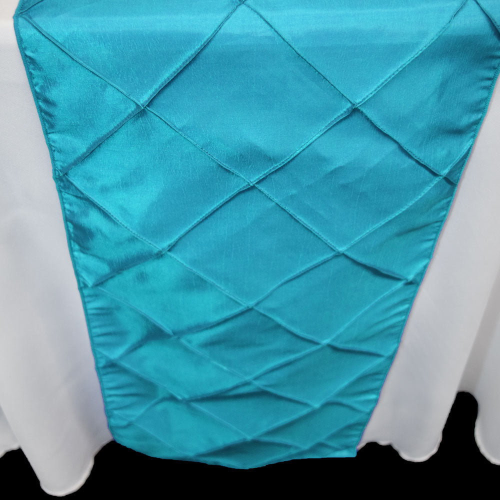 Turquoise Pintuck Chameleon Table Runner - 12 x 108 Inch - PaperLanternStore.com - Paper Lanterns, Decor, Party Lights &amp; More