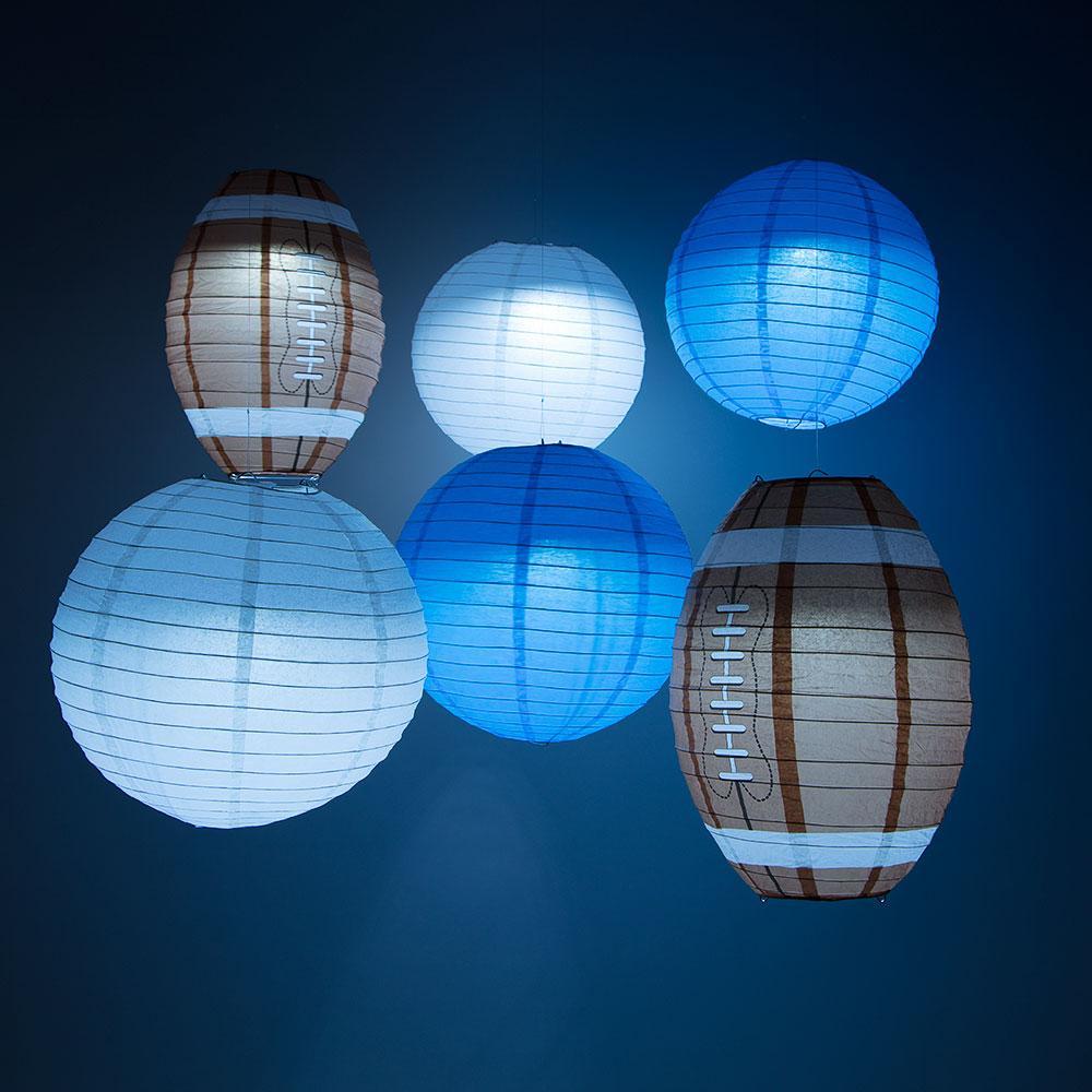 Tennessee Pro Football Paper Lanterns 6pc Combo Tailgating Party Pack (Turquoise/White) - by PaperLanternStore.com - Paper Lanterns, Decor, Party Lights &amp; More