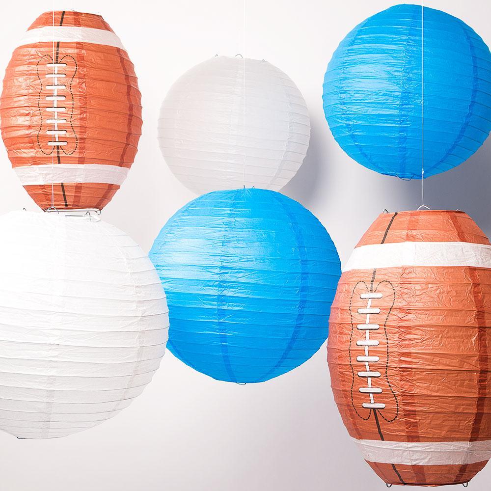 Tennessee Pro Football Paper Lanterns 6pc Combo Tailgating Party Pack (Turquoise/White) - by PaperLanternStore.com - Paper Lanterns, Decor, Party Lights & More