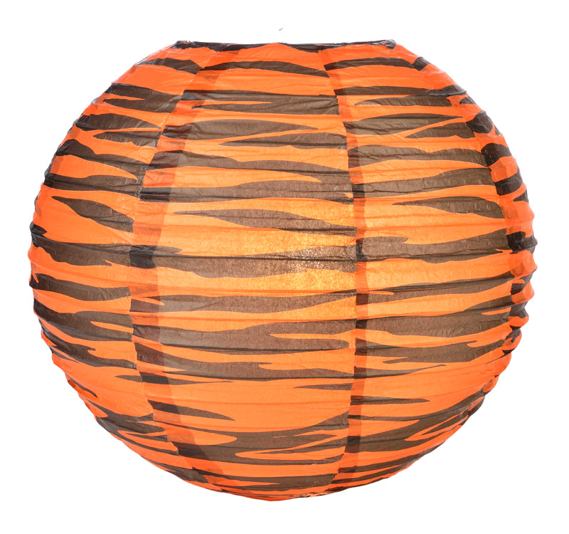 14" Tiger Print Paper Lantern - PaperLanternStore.com - Paper Lanterns, Decor, Party Lights & More