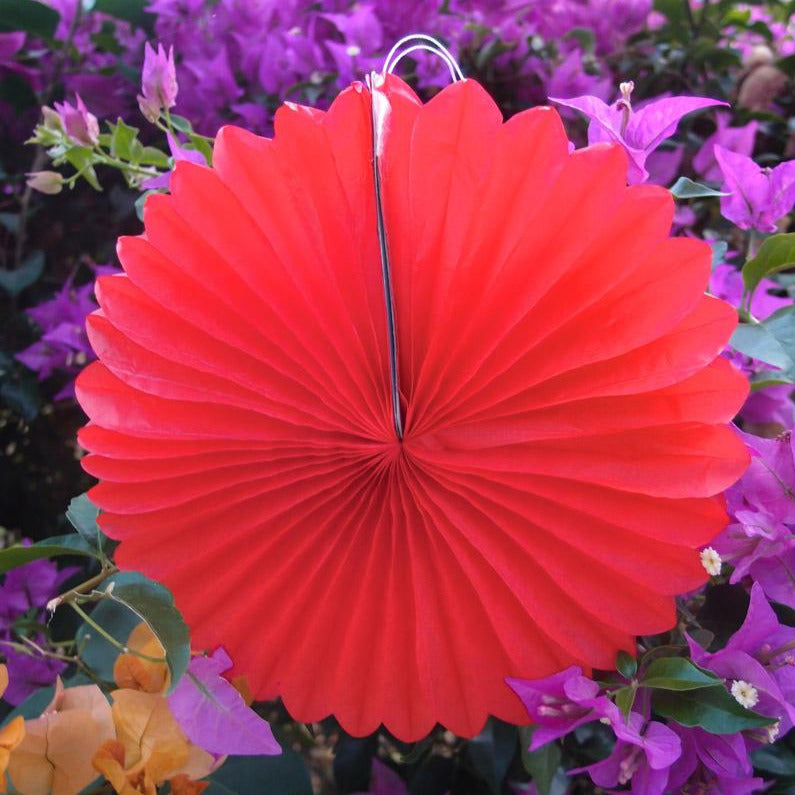 12" Watermelon Red Tissue Paper Flower Rosette Fan Decoration (6 Pack) - PaperLanternStore.com - Paper Lanterns, Decor, Party Lights & More