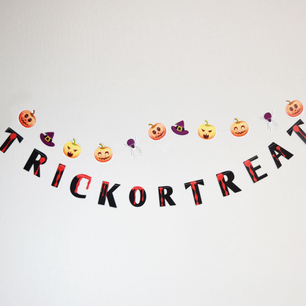 Trick-Or-Treat Bloody Halloween Paper Garland Banner (5FT) - PaperLanternStore.com - Paper Lanterns, Decor, Party Lights &amp; More