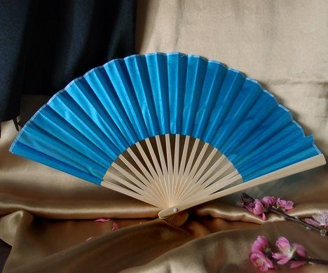 9&quot; Turquoise Silk Hand Fans for Weddings (10 Pack)