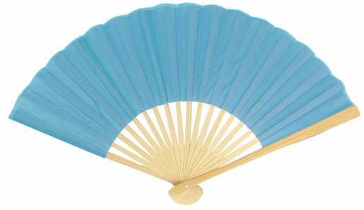 BULK PACK (50) 9" Turquoise Silk Hand Fans for Weddings - PaperLanternStore.com - Paper Lanterns, Decor, Party Lights & More