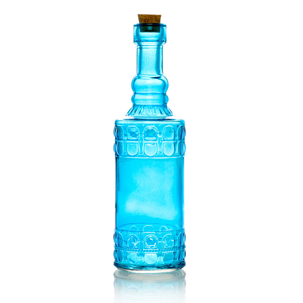 6.6&quot; Calista Turquoise Vintage Glass Bottle with Cork - DIY Wedding Flower Bud Vases - PaperLanternStore.com - Paper Lanterns, Decor, Party Lights &amp; More
