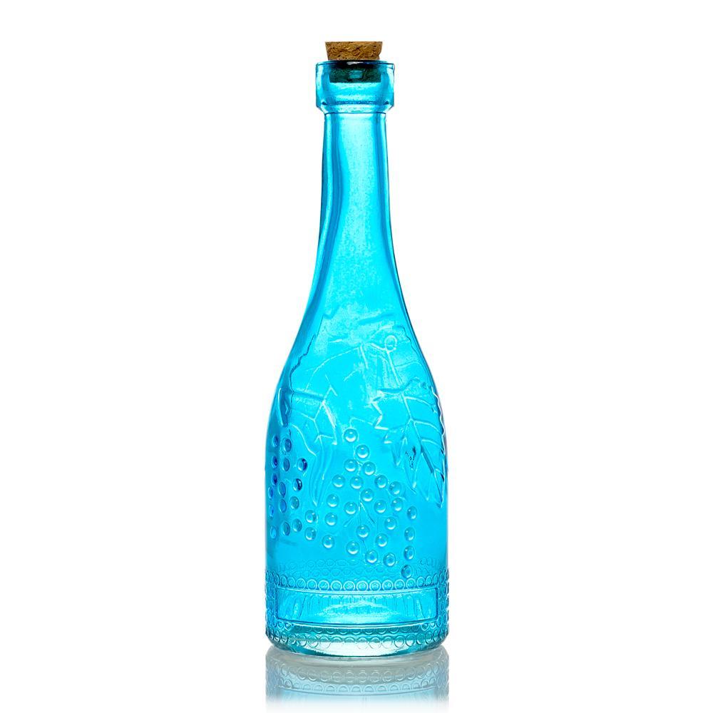 6.6&quot; Stella Turquoise Vintage Glass Bottle with Cork - DIY Wedding Flower Bud Vases - PaperLanternStore.com - Paper Lanterns, Decor, Party Lights &amp; More