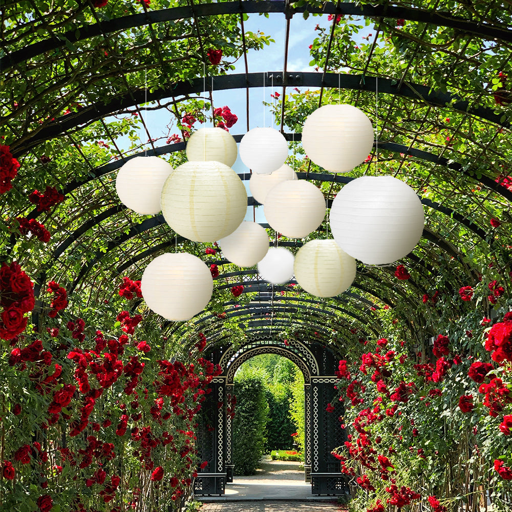 Ultimate 20pc Beige Paper Lantern Party Pack - Assorted Sizes of 6, 8, 10, 12 for Weddings, Birthday, Events and Decor - PaperLanternStore.com - Paper Lanterns, Decor, Party Lights &amp; More