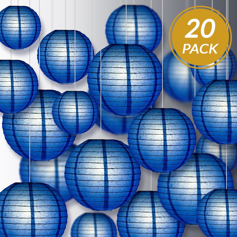 Ultimate 20pc Dark Blue Paper Lantern Party Pack - Assorted Sizes of 6, 8, 10, 12 for Weddings, Birthday, Events and Decor - PaperLanternStore.com - Paper Lanterns, Decor, Party Lights &amp; More