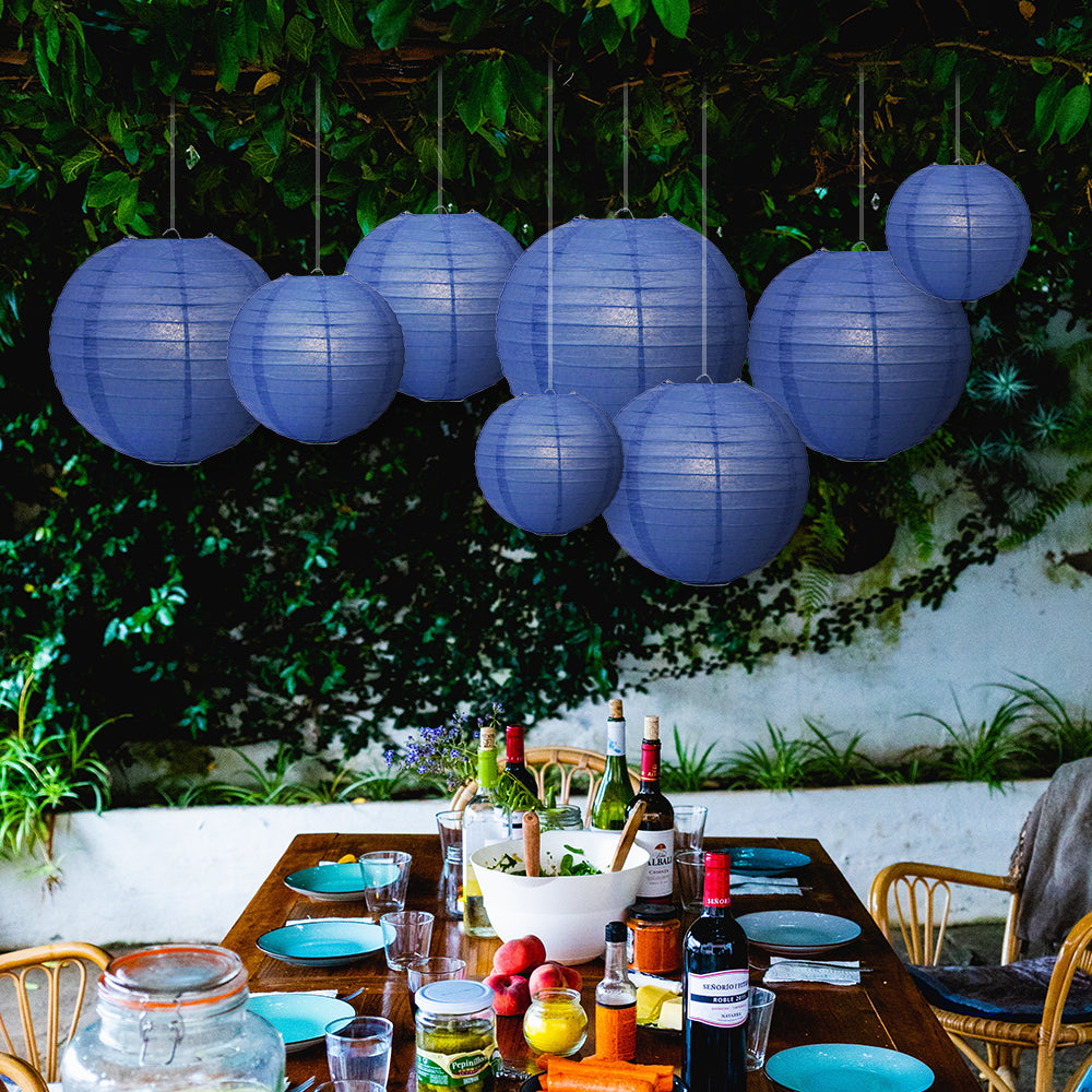 Ultimate 20pc Dark Blue Paper Lantern Party Pack - Assorted Sizes of 6, 8, 10, 12 for Weddings, Birthday, Events and Decor - PaperLanternStore.com - Paper Lanterns, Decor, Party Lights &amp; More