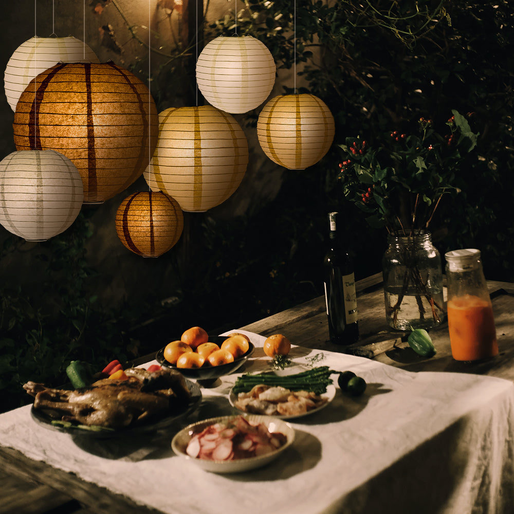 Ultimate 20-Piece Earthtone Variety Paper Lantern Party Pack - Assorted Sizes of 6&quot;, 8&quot;, 10&quot;, 12&quot; (5 Round Lanterns Each) for Weddings and Decor - PaperLanternStore.com - Paper Lanterns, Decor, Party Lights &amp; More