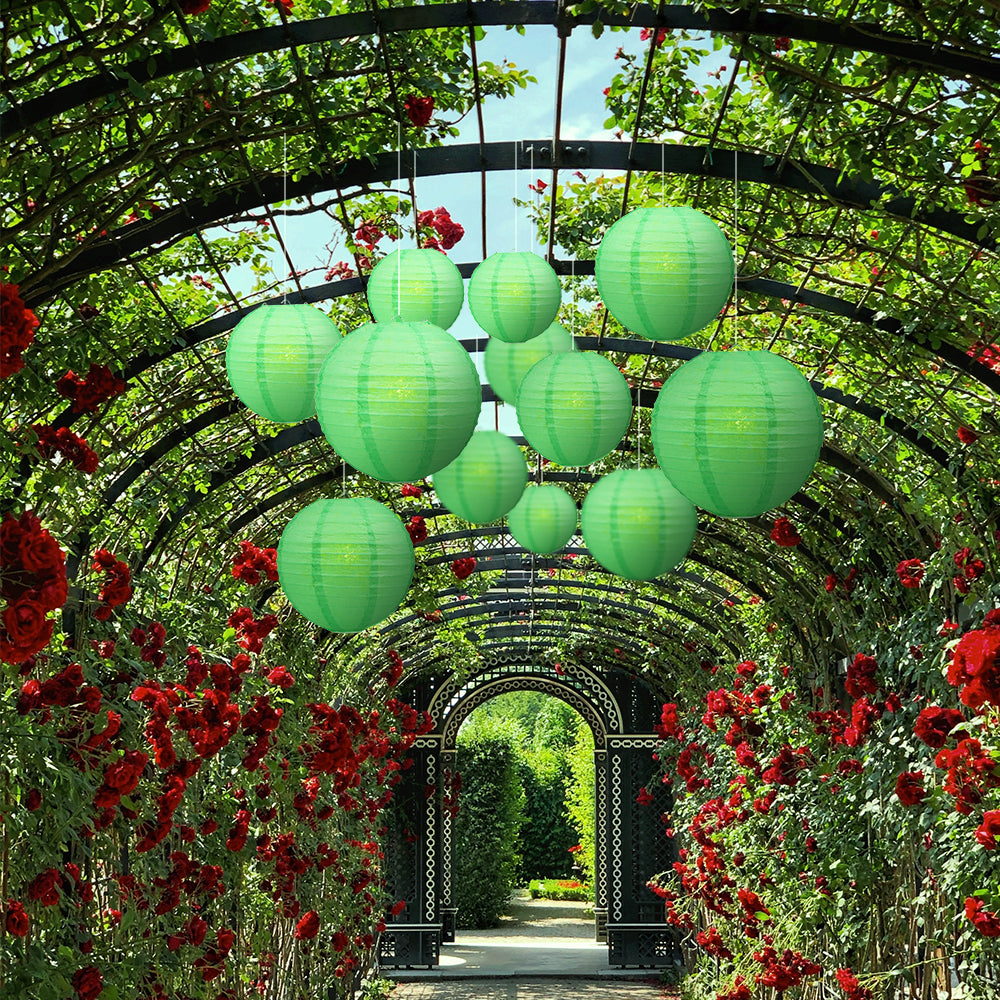 Ultimate 20pc Emerald Green Paper Lantern Party Pack - Assorted Sizes of 6, 8, 10, 12 for Weddings, Birthday, Events and Decor - PaperLanternStore.com - Paper Lanterns, Decor, Party Lights &amp; More