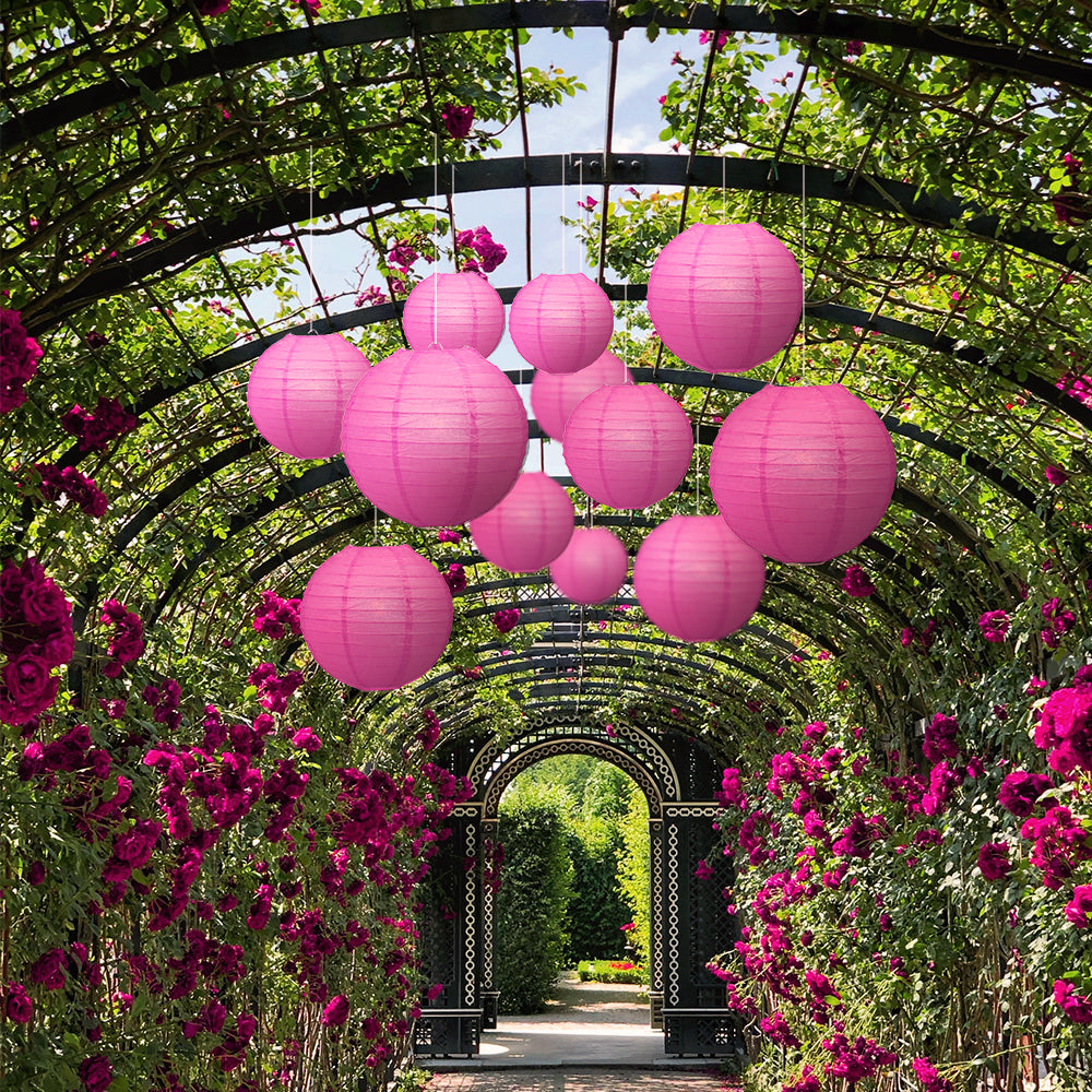 Ultimate 20pc Hot Pink Paper Lantern Party Pack - Assorted Sizes of 6, 8, 10, 12 for Weddings, Birthday, Events and Decor - PaperLanternStore.com - Paper Lanterns, Decor, Party Lights &amp; More