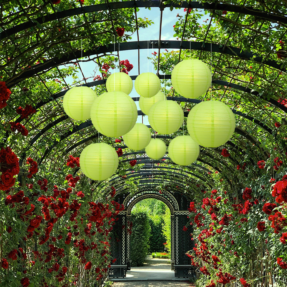 Ultimate 20pc Light Lime Paper Lantern Party Pack - Assorted Sizes of 6, 8, 10, 12 for Weddings, Birthday, Events and Decor - PaperLanternStore.com - Paper Lanterns, Decor, Party Lights &amp; More