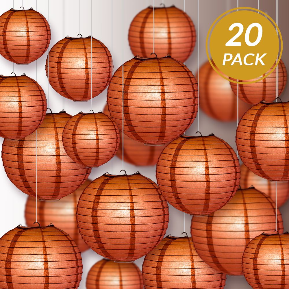Ultimate 20pc Marsala Burgundy Wine Paper Lantern Party Pack - Assorted Sizes of 6, 8, 10, 12 for Weddings, Birthday, Events and Decor - PaperLanternStore.com - Paper Lanterns, Decor, Party Lights &amp; More