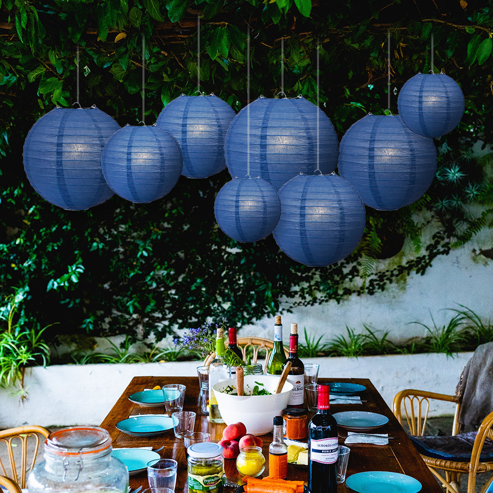 Ultimate 20pc Navy Blue Paper Lantern Party Pack - Assorted Sizes of 6, 8, 10, 12 for Weddings, Birthday, Events and Decor - PaperLanternStore.com - Paper Lanterns, Decor, Party Lights &amp; More