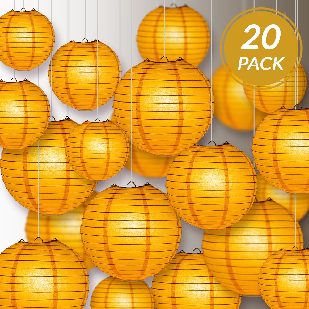 Ultimate 20pc Orange Paper Lantern Party Pack - Assorted Sizes of 6, 8, 10, 12 for Weddings, Birthday, Events and Decor - PaperLanternStore.com - Paper Lanterns, Decor, Party Lights &amp; More