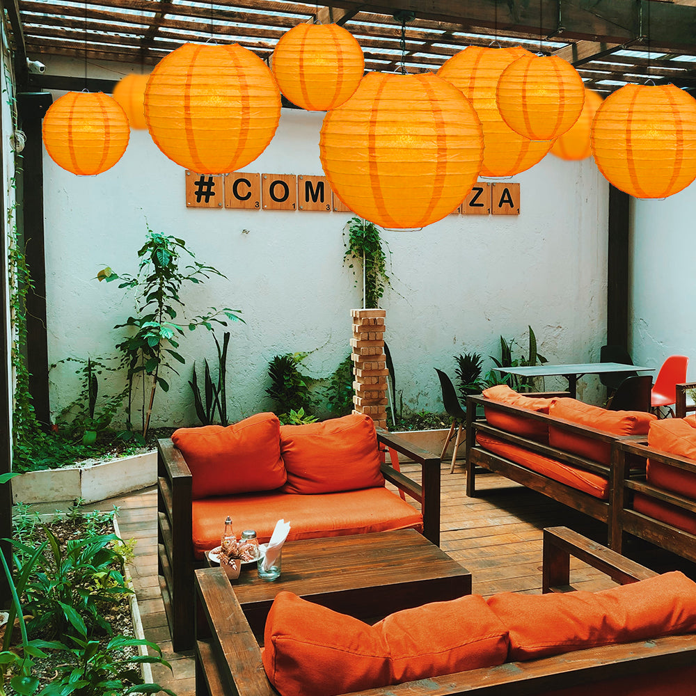 Ultimate 20pc Orange Paper Lantern Party Pack - Assorted Sizes of 6, 8, 10, 12 for Weddings, Birthday, Events and Decor - PaperLanternStore.com - Paper Lanterns, Decor, Party Lights &amp; More
