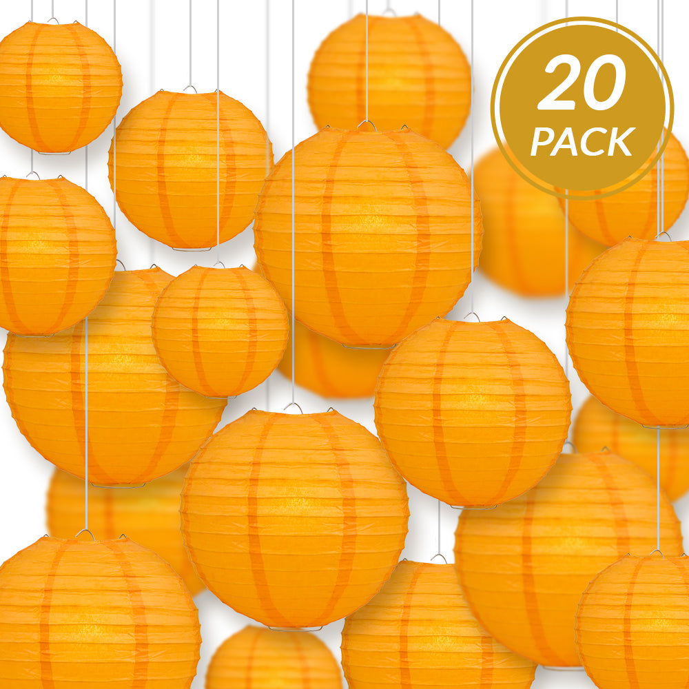 Ultimate 20pc Orange Paper Lantern Party Pack - Assorted Sizes of 6, 8, 10, 12 for Weddings, Birthday, Events and Decor - PaperLanternStore.com - Paper Lanterns, Decor, Party Lights & More