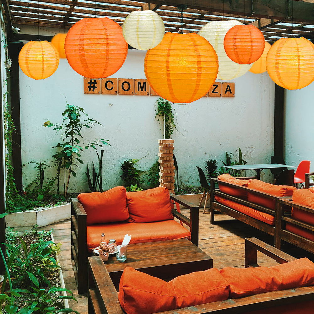 Ultimate 20-Piece Orange Variety Paper Lantern Party Pack - Assorted Sizes of 6&quot;, 8&quot;, 10&quot;, 12&quot; (5 Round Lanterns Each) for Weddings, Events and Decor - PaperLanternStore.com - Paper Lanterns, Decor, Party Lights &amp; More