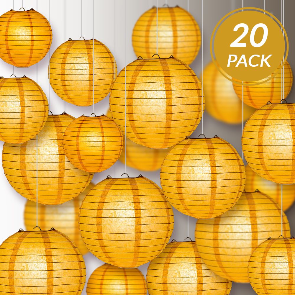 Ultimate 20pc Papaya Paper Lantern Party Pack - Assorted Sizes of 6, 8, 10, 12 for Weddings, Birthday, Events and Decor - PaperLanternStore.com - Paper Lanterns, Decor, Party Lights &amp; More