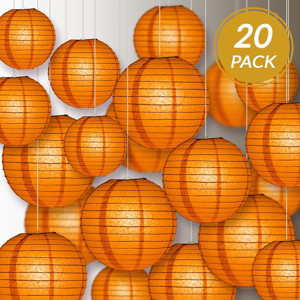 Ultimate 20pc Persimmon Orange Paper Lantern Party Pack - Assorted Sizes of 6, 8, 10, 12 for Weddings, Birthday, Events and Decor - PaperLanternStore.com - Paper Lanterns, Decor, Party Lights &amp; More